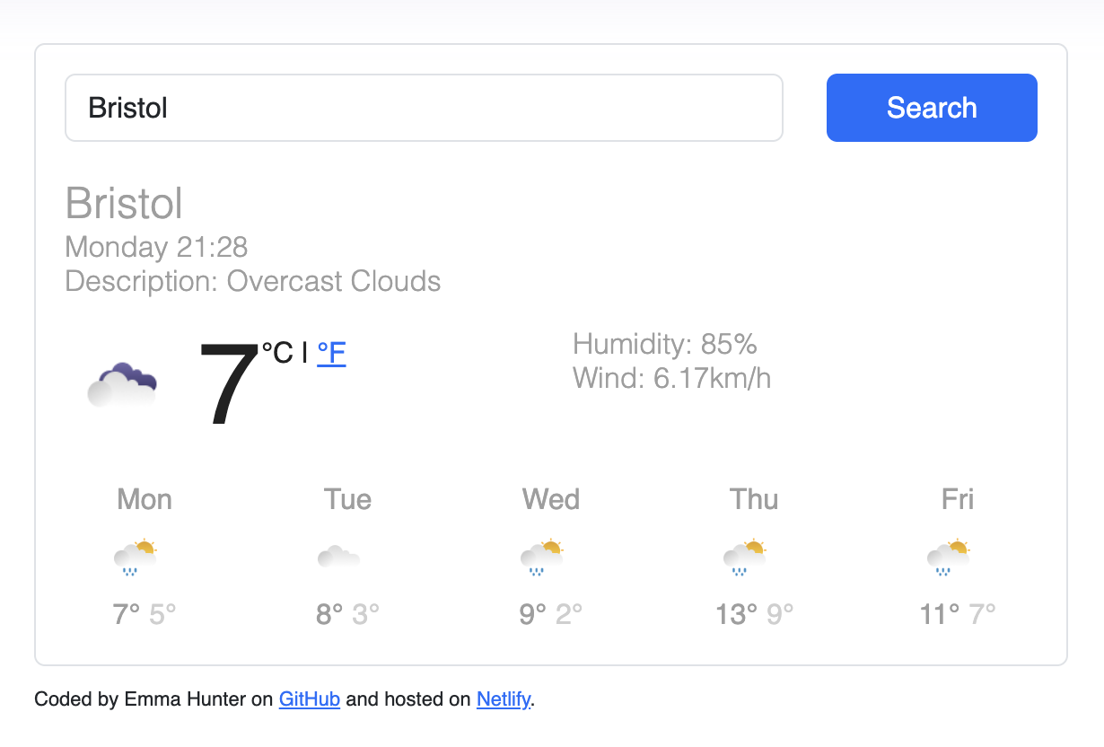 weather react app image
